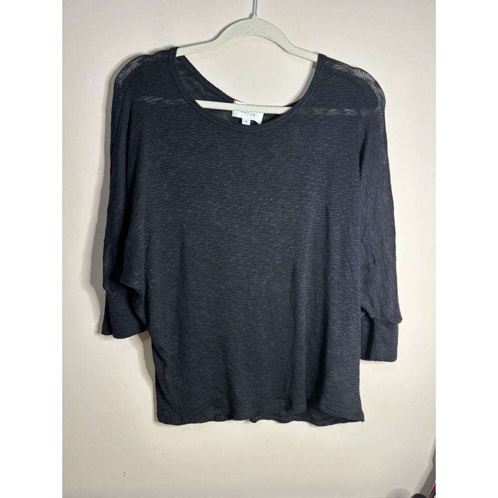 Korye Black Sheer Knit Dolman‎ Sleeve Casual Top Women's Size Medium